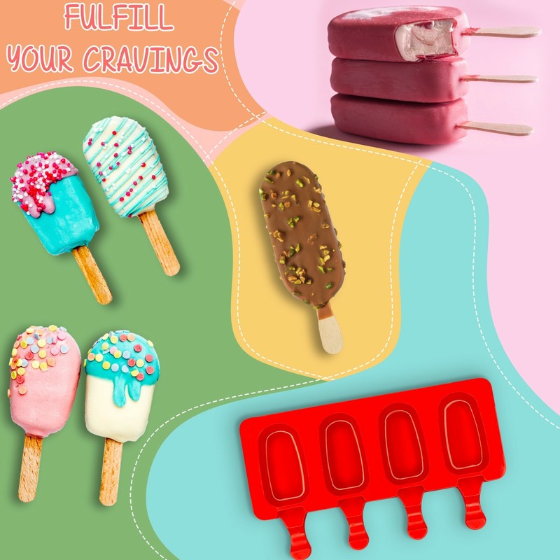 🔥Large Silicone Chocolate Heart Shape Cake Mold & Ice Cream Mold with 20 sticks gallery