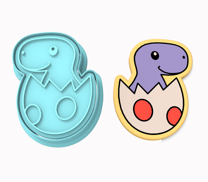 Dinosaur Egg Hatching Cookie Cutter & Stamp | Dino Jurassic Baby Dinosaurs
