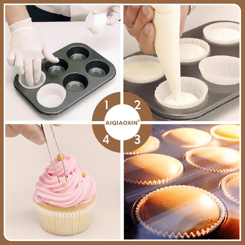 500pcs Standard Natural cupcake liners for baking,food grade cupcake wrappers... gallery