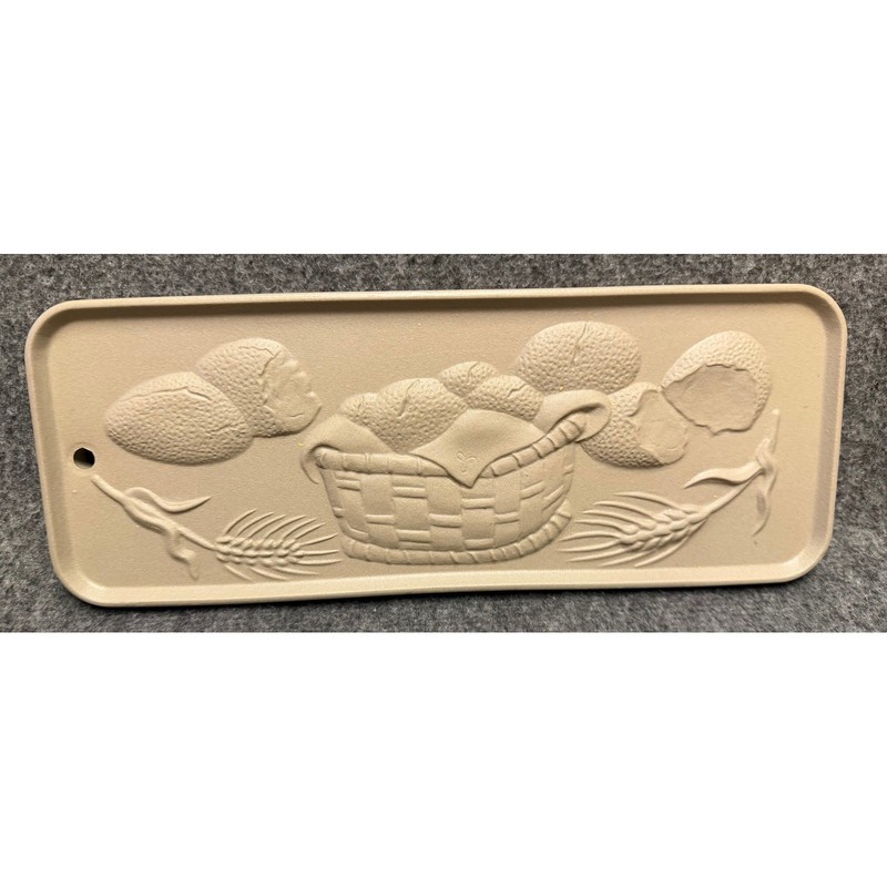 Vintage Terracotta Bread Warmer Stone Rectangular Basket Wheat Design Ceramic gallery