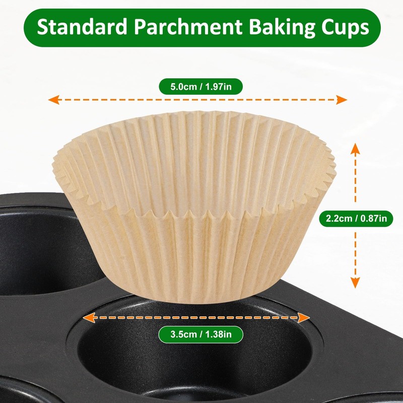 Caperci 400pcs Mini Cupcake Liners, Natural Paper, Non~Stick, Grease~Proof gallery