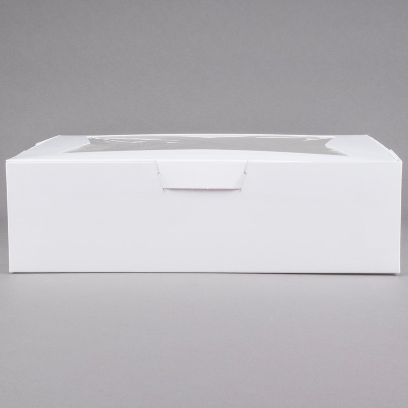 100 CASE 14" x 10" x 4" White Window 1/4 Sheet Cake Cupcake Donut Bakery Box gallery