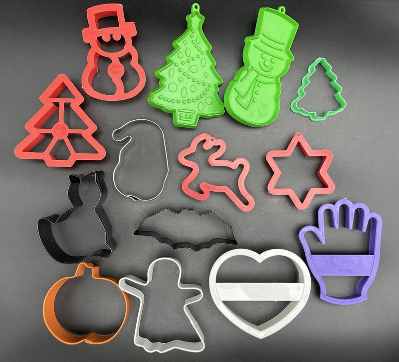 Lot of 14 Cookie Cutters Holiday Christmas Halloween Valentines Day gallery
