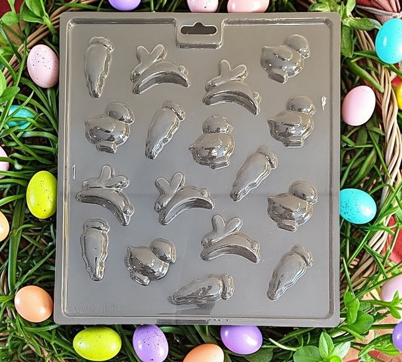 Make N Mold 4128 Easter Bunny Carrot Chick Basket Pieces Chocolate Candy Mold