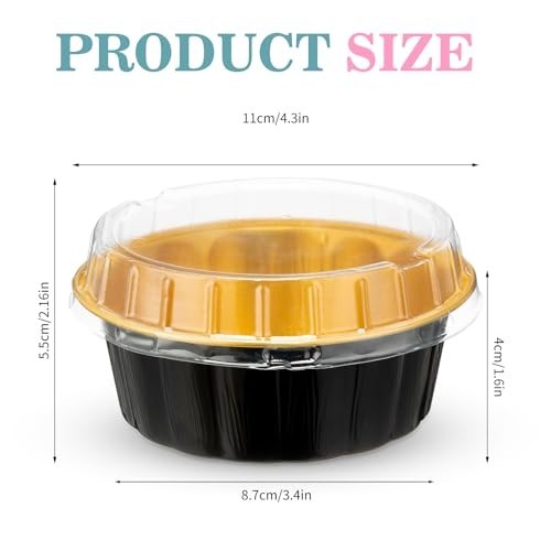 100 Pcs Disposable Ramekins with Lids 8 oz - Aluminum Foil Cups for Baking, Muff gallery