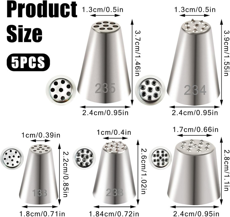 5Pcs Grass Piping Tip, Stainless Steel Grass Icing Tip, Cake Decorating Tips Pip gallery