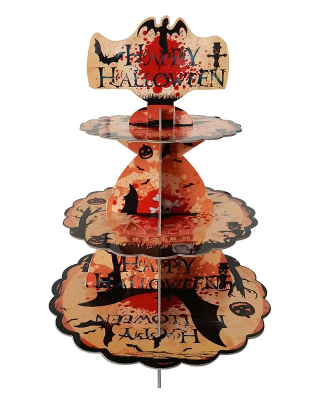 3 Tier Halloween Cupcake Stand for Party Supplies Easy No Tools Assembly, Thi…