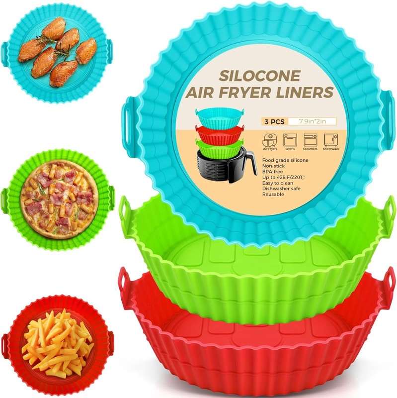 3 Pa Air Fryer Silicone Liners 8inch Air Fryer Silicone Pot