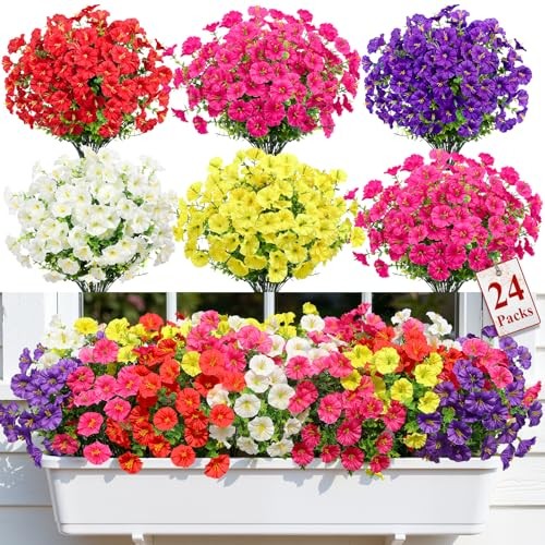 Bundles Artificial Flowers for 24 Red, Fuchsia, Deeppurple, Yellow, White gallery