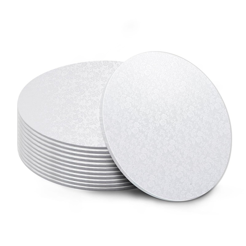 12 PCS 10 Inch Round White Cake Boards Drums Base 1/4 Inch Thick Cardboard