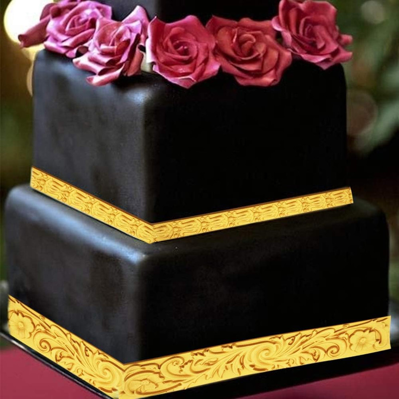 DIY Baroque Scroll Relief Cake Border Silicone Mold - Vintage Curlicues Fondant gallery