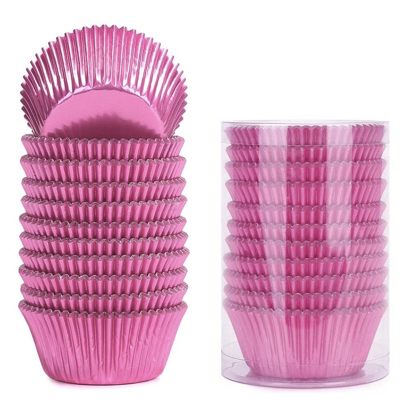 200 Count Pink Foil Cupcake Liners, Standard Baking Cups, Wrappers, Muffin Tin
