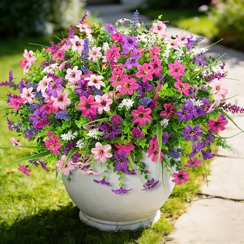 24 Bundles Artificial Flowers for Outdoors, UV Resistant Colorful Fake gallery