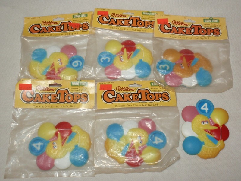 Lot of 5 Wilton Sesame Street Big Bird Cake Tops Toppers Balloon Age *As-Is*