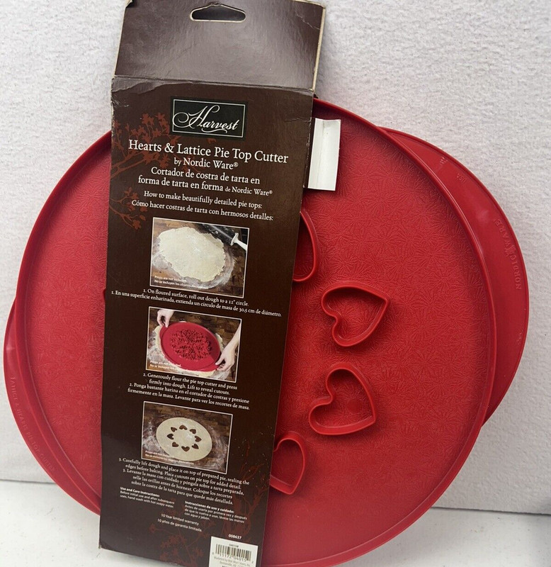 Nordic Ware Reversible Lattice & Hearts Pie Top Cutter 12” gallery