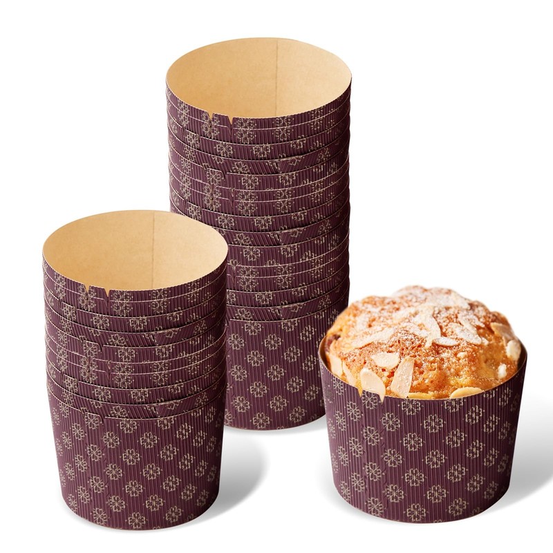 5″ Panettone Paper Cups, 25 Pack Easter Bread Disposable Baking Cups, Large P…
