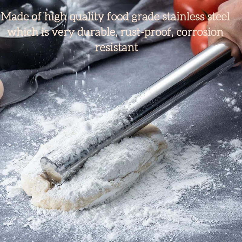 Cyoufine 12.8-inch Stainless Steel Rolling Pin for Baking, 12.8 inch, Silver gallery