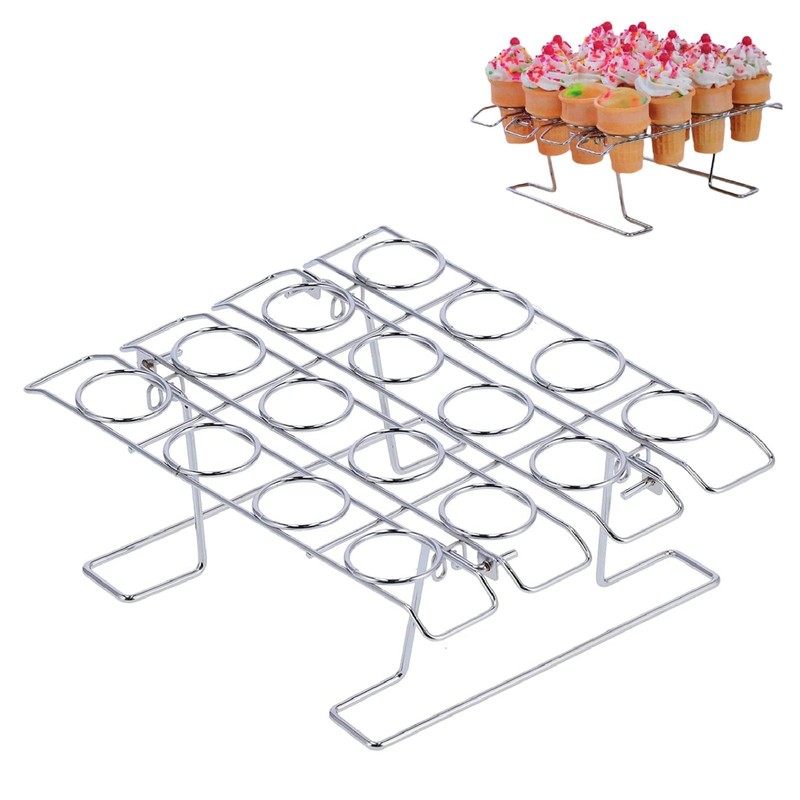Ice Cream Cone Stand,Metal Cupcake Cone Baking Rack Dessert Tray Foldable Cak…