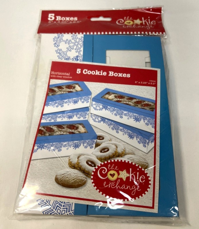 THE COOKIE EXCHANGE Holiday Cookie Boxes 5-Pack Snowflake Design Food Safe