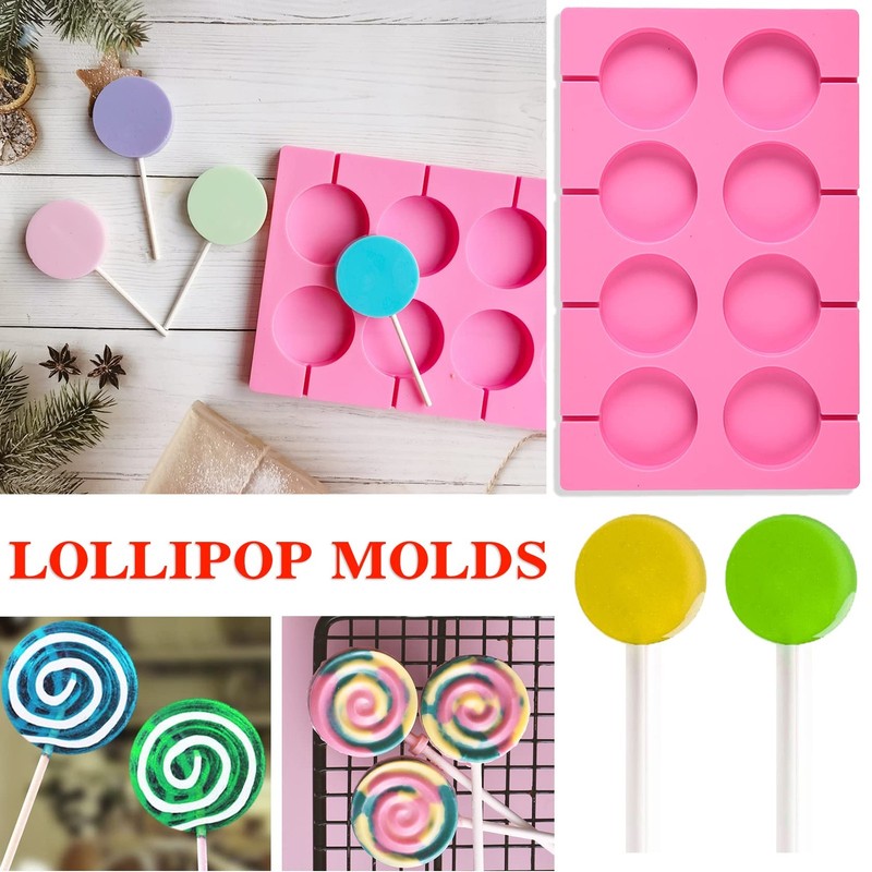 8Capacity Round Silicone Lollipop Mold With 20 Sticks Nonstick Candy Maker gallery