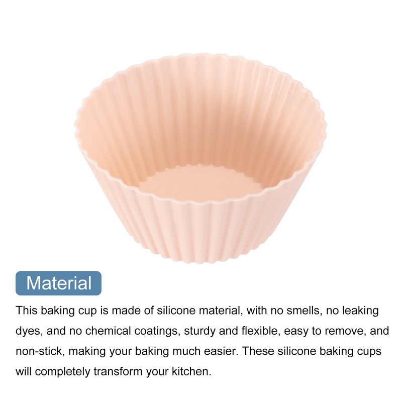 12Pcs Silicone Cupcake Baking Cups, 2.8" Non-Stick Muffins Liners Nordic Pink gallery