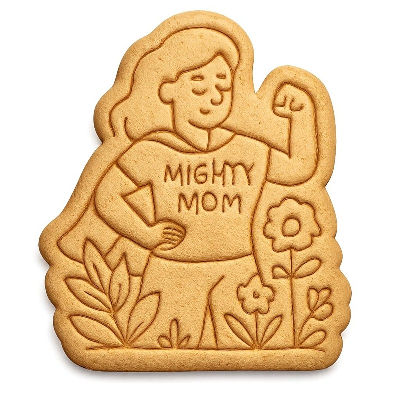 Mighty Mom in a Garden Cookie Cutter & Stamp, Fondant & Clay – 3.4×4″