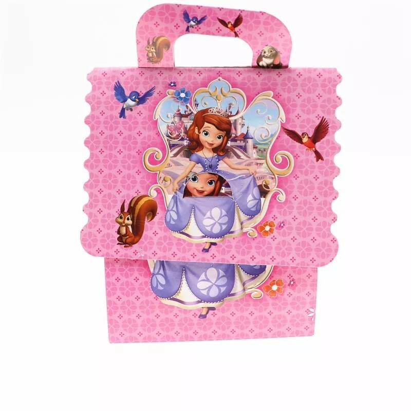 6 Pcs Set, Sofia the first Candy/gift Boxes Kids Birthday Party Supplies