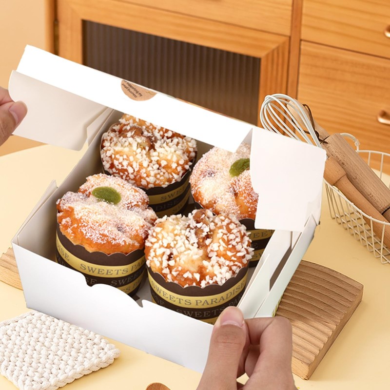 20 PCS Cupcake Boxes 4 Count 6.3x6.3x3 Inch Clear Window Insert White gallery