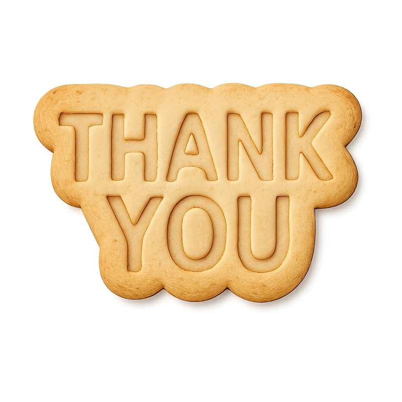 Modern Thank You Sign Cookie Cutter & Stamp, Fondant & Clay Cutter – 4×2.7″