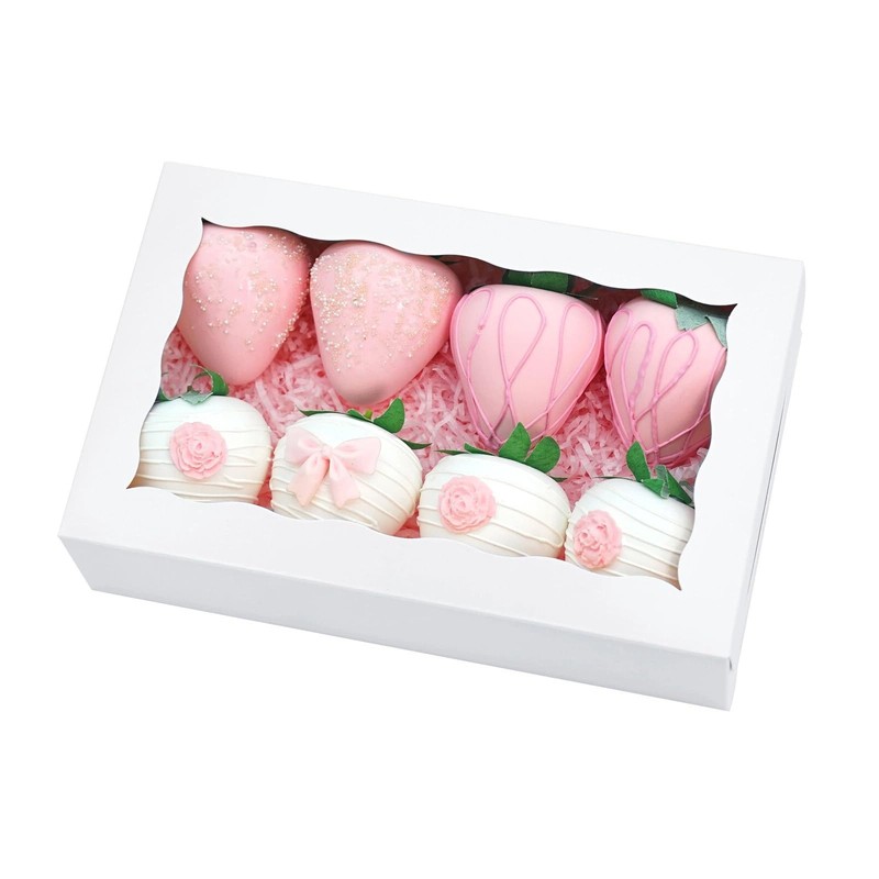 20pcs 8x5x2 Inch Cookie Boxes White Bakery Boxes Strawberry Box