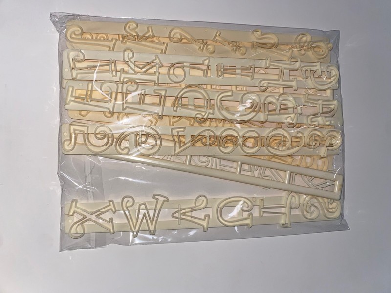 Cursive Uppercase/Lowercase Letters and Numbers baking stencils, plastic, 11 Ct