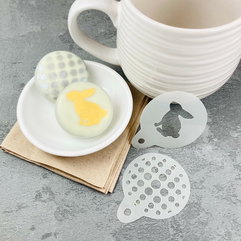 Bunny Dots Macaron Oreo Cookie Stencils Small Mylar Stencil Set Of 2 Baking Bake gallery