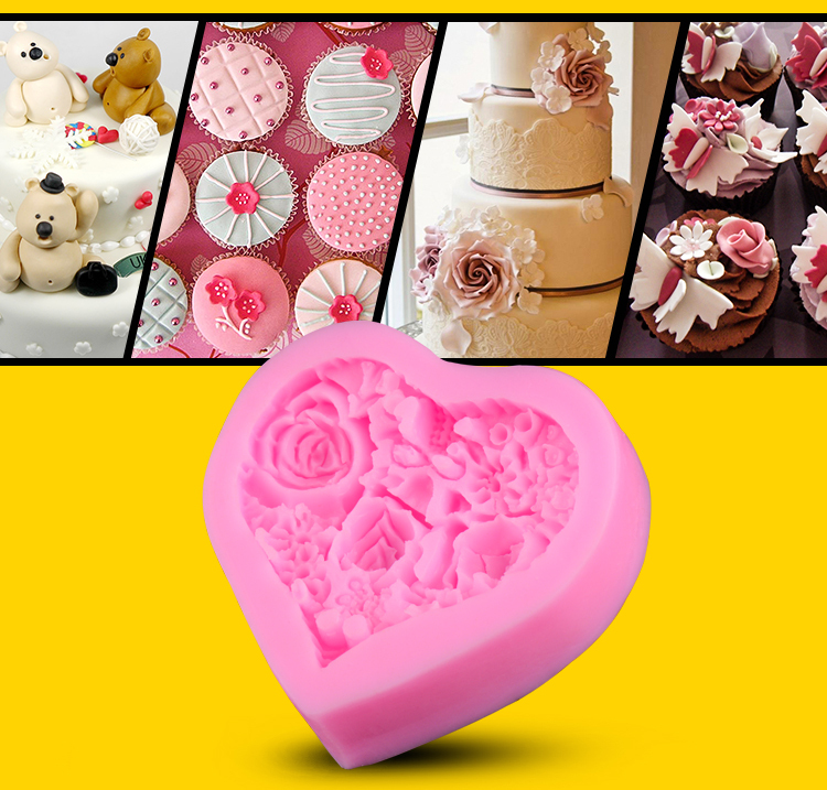 Wax Melt Moulds Heart Shape Silicone Mould Fondant Icing Cake Cupcake Topper