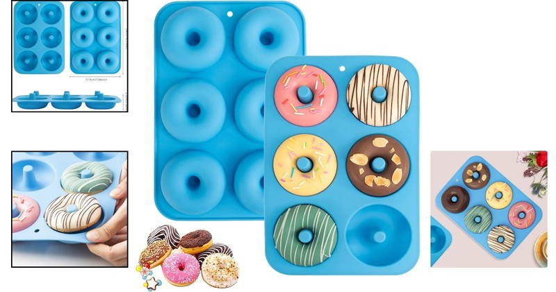 Blue Silicone Donut Molds Set of 2, Food Grade, Non-Stick, Oven & Dishwasher ... gallery