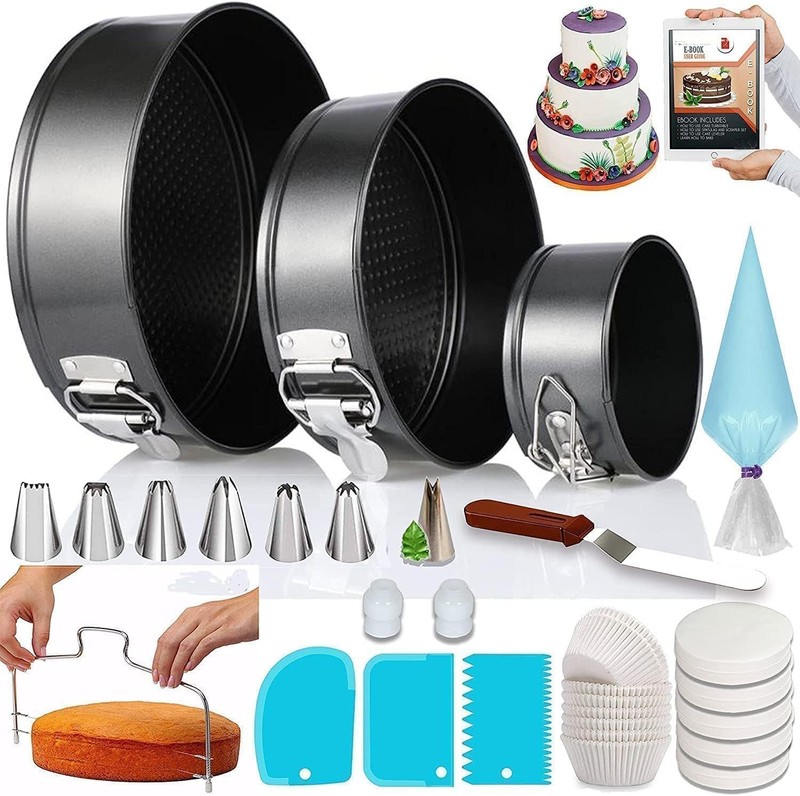 Juego de 100 moldes para hornear y decoración de pasteles: 3 moldes desmontables
