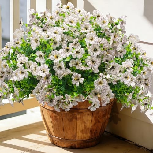 Grunyia 20 Bundles Artificial Flowers for Outdoors, UV Resistant Fake White gallery