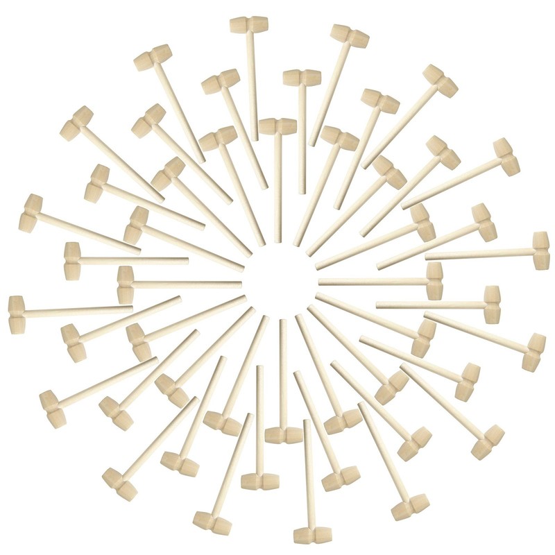 Mini Wooden Hammers Chocolate Breakable Heart Bulk Mallets Craft 50 PCS