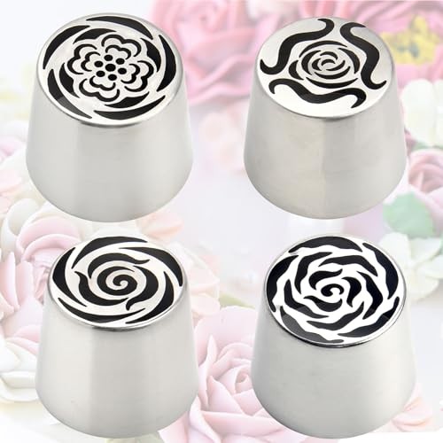 4pcs Russian Piping Tips Set Stainless Steel Flower Icing Tips for Extra Large gallery