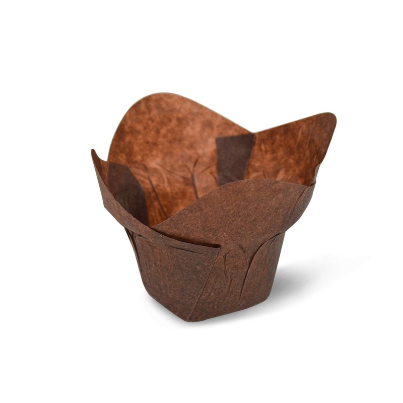 100 PCS SimpleGood Brown Lotus Baking Cups, Medium Size, Greaseproof Liners