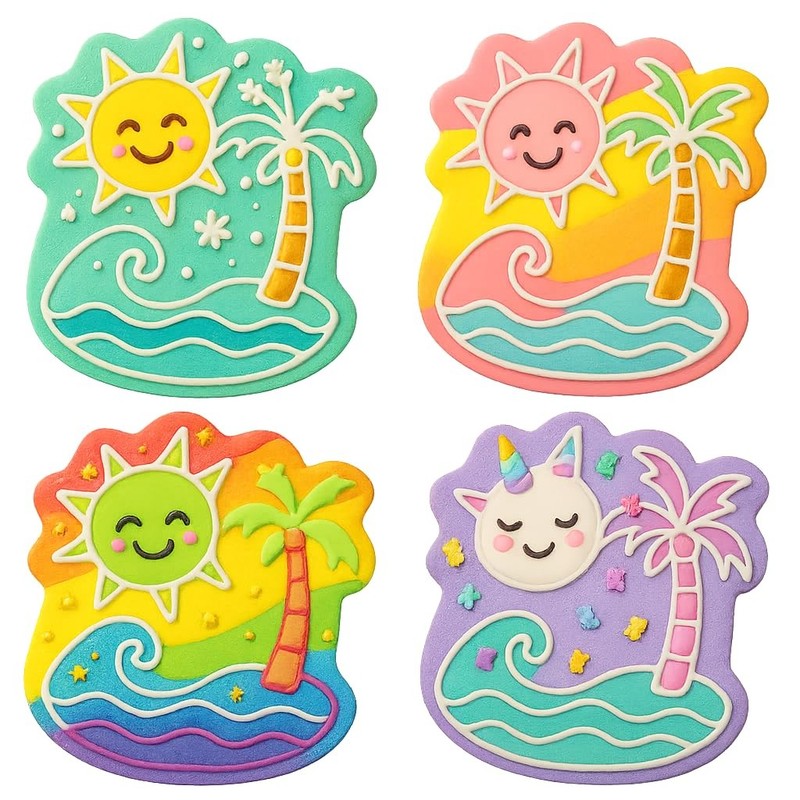 Sun & Palm Island Cookie Cutter & Stamp 4x3.9" for Baking Fondant Clay Embosser gallery