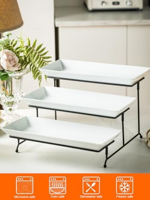 Tiered Tray Stand for 3 Tiers - 14" x 15.74" x 9.17" - Black gallery