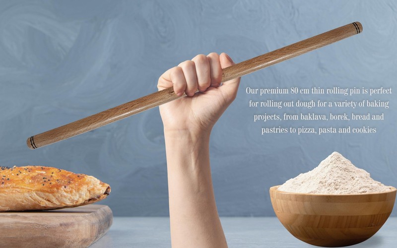 Extra Long Wood Rolling Pin 80cm 31.5 Inch Turkish Baklava Dough Pasta Tool gallery