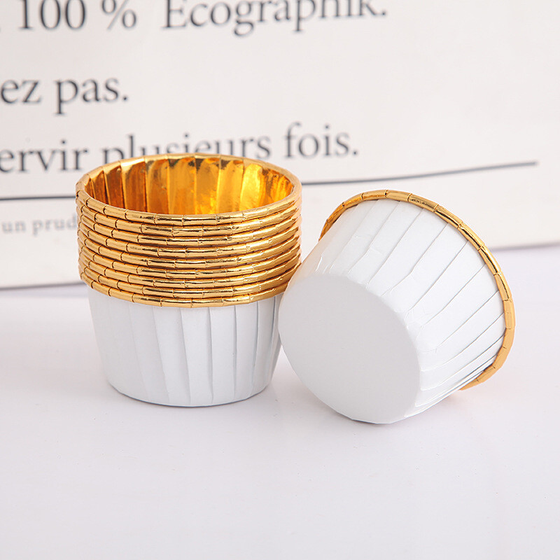 Mouth Cup Medium Thick Gold and Silver Baking Cups Temperature Resistant 50 PCs