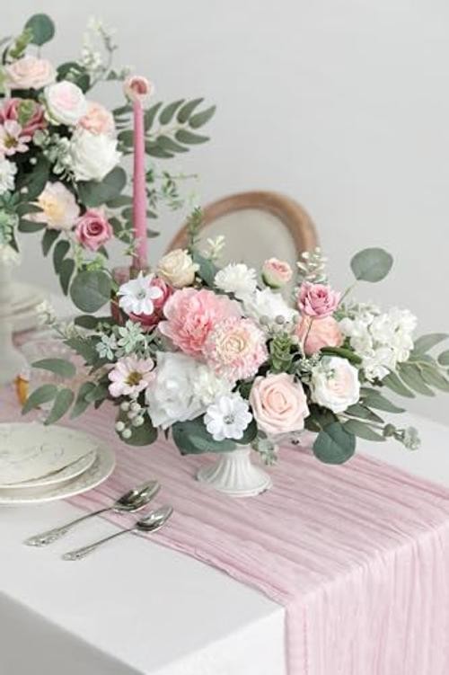 Artificial Flowers Combo Set Fake Flower Leaf Box with Stems for Light Pink gallery