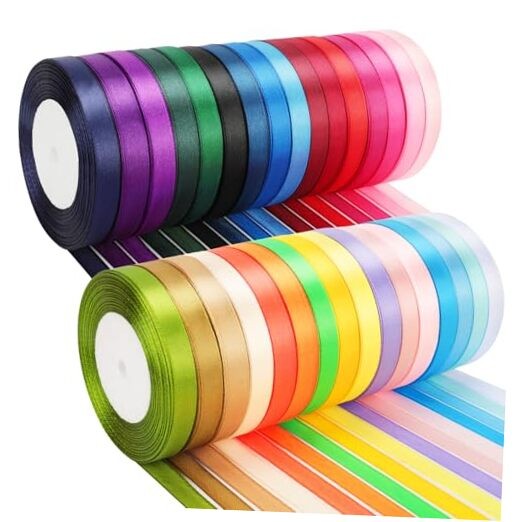800 Yards Ribbon,3/8 Inch Satin Ribbon,Single 25 yards 32 Colors (3/8 Inch)
