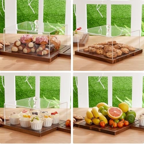 2-in-1 Acacia Wood Cake Stand & Dome - Square Dessert Display, Charcuterie Board gallery
