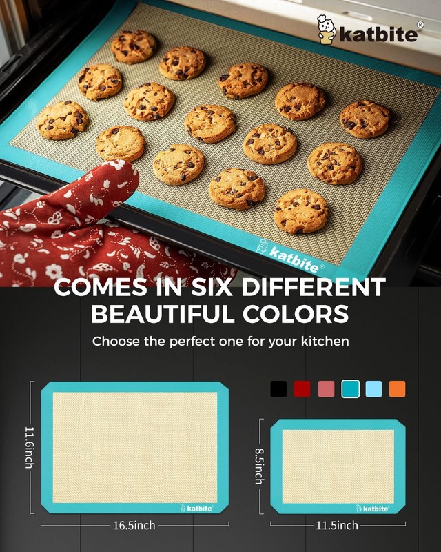 Katbite Silicone Baking Mat Colorful 16.5"L x 0.4"W, Dark Blue 3 Pack gallery
