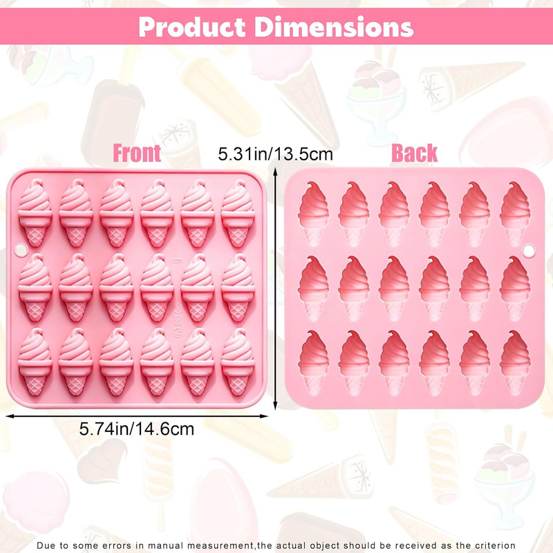 Silicone Ice Cream Mold, 18-Cavity Ice Cream Shapes Chocolate Candy Mold, Mini P gallery