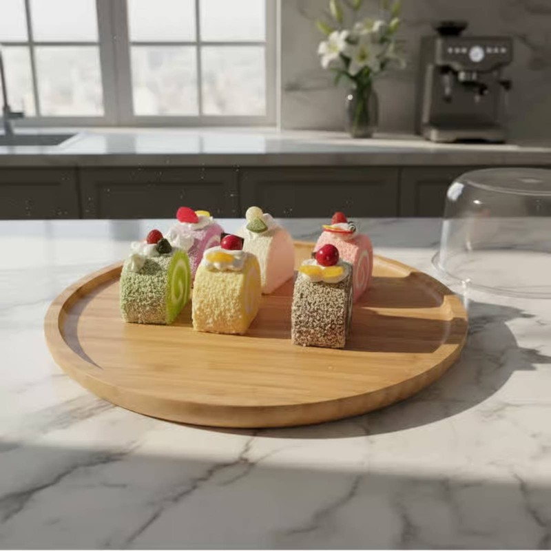 Wooden Cake 2-in-1 Lid-in-1 Use Cake Do-It-Yourself Stand Easy to Clean