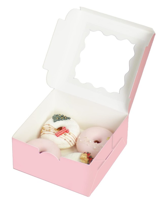 60pcs Pink Cookie Boxes 6x6x3 inches Easy Assemble Macaroon Pastry Boxes Bake... gallery